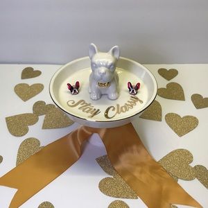 French bulldog Jewelry dish and earrings